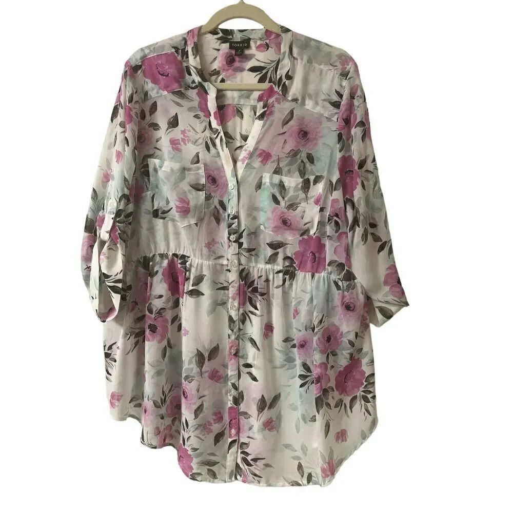 Torrid floral tunic style blouse sz 2